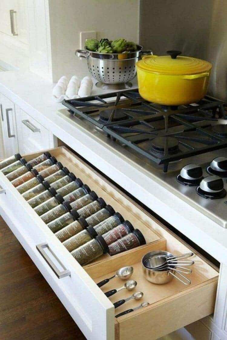 The kitchen countertop storage solutions you are about to see may include just what you need. From the tray idea to adaptations that you can do to your cabinets, there won’t be any excuses left for a kitchen in which clutter has the main role.